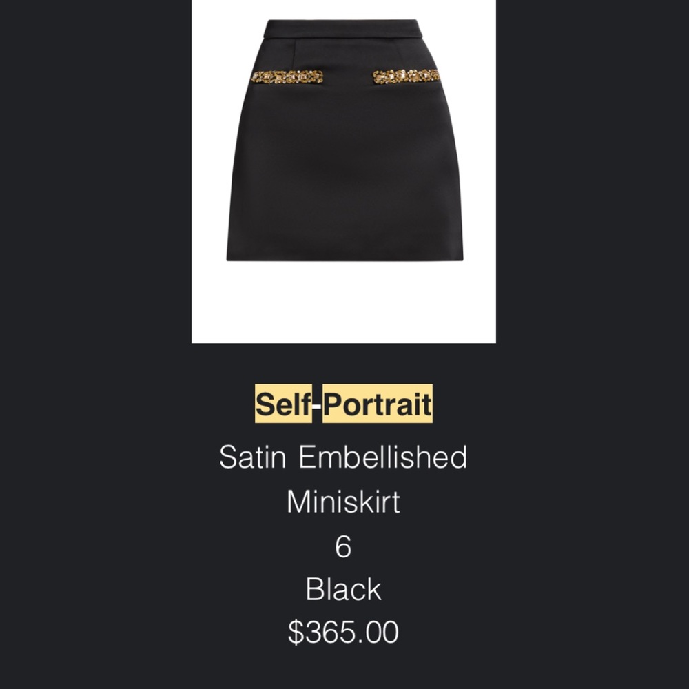 Self-Portrait Black Satin Mini Skirt